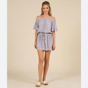 Ocean Drive Lavender Lace Crochet Mini Dress/Beach Coverup.